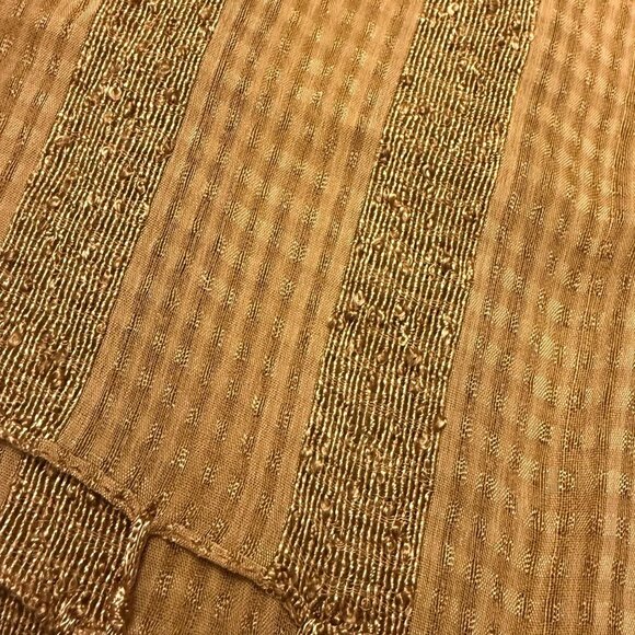 Boho Copper Dreams Beaded Shawl Striped Fringe Wrap by Bijoux Terner Earthy - Picture 7 of 12